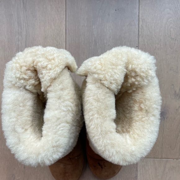 UGG Women's Tan and Cream Sheepskin Slippers - Picture 2 of 10